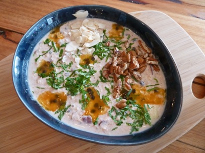 What's not to love about this Bircher muesli at Prahan Mission Cafe (they can tell you exactly where each local component comes from) after a 14K run in gusty 25mph winds? With all proceeds going to the neighborhood's disadvantaged residents? Fill me up! © Desiree Koh